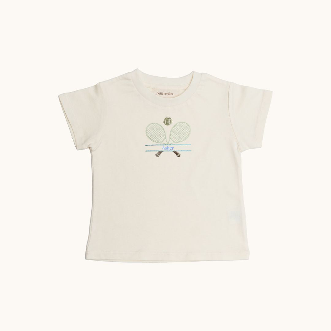 Buy Tennis with Name - Kids Organic Tee - Petit Smiles