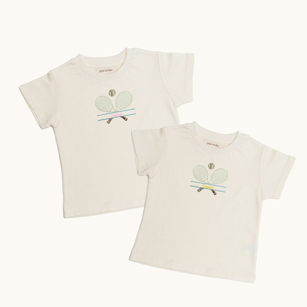 Tennis with Name - Kids Organic Tee - Petit Smiles