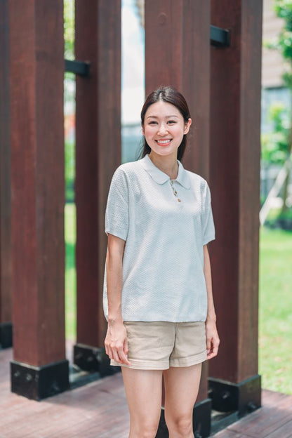 LADIES ORGANIC KNITTED SUMMER TEE - CREAM - Petit Smiles