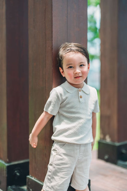 ORGANIC KNITTED SUMMER TEE - CREAM - Petit Smiles