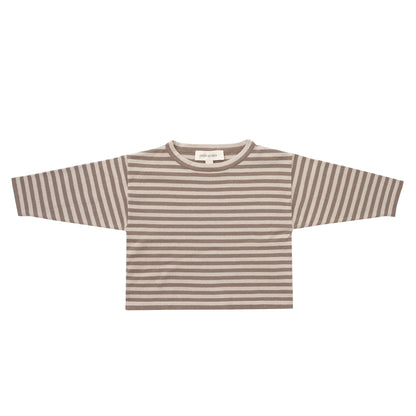 ORGANIC STRIPE PULL OVER - BEIGE & CHOCO - Petit Smiles