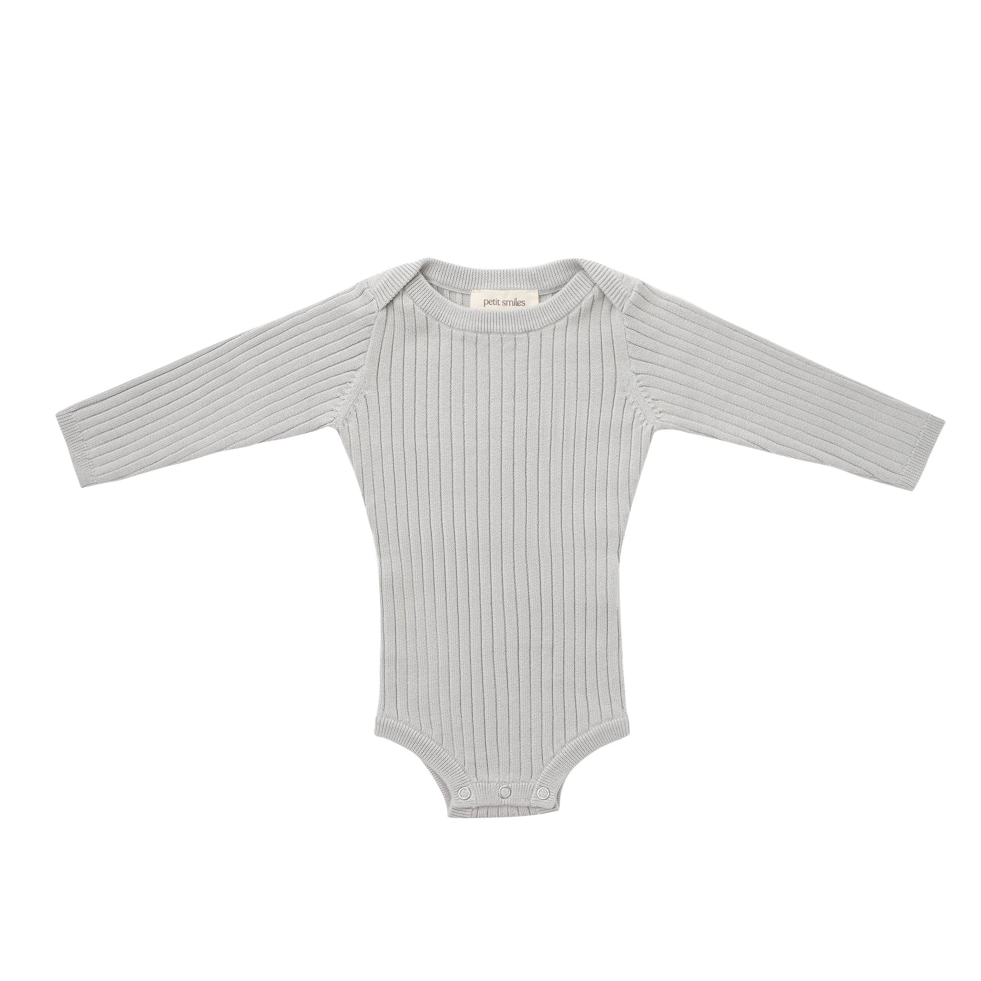 ORGANIC RIB ESSENTIAL BODYSUIT WITH LEGGING - GREY - Petit Smiles