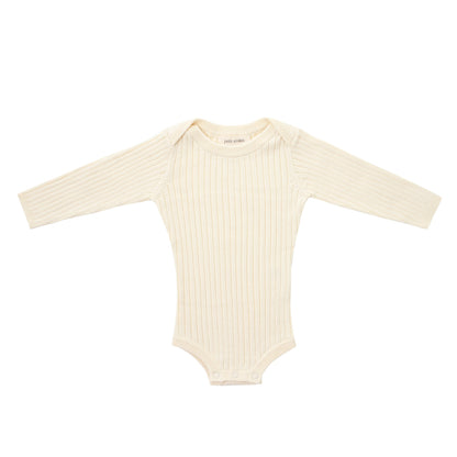 ORGANIC RIB ESSENTIAL BODYSUIT WITH LEGGING - CREAM - Petit Smiles