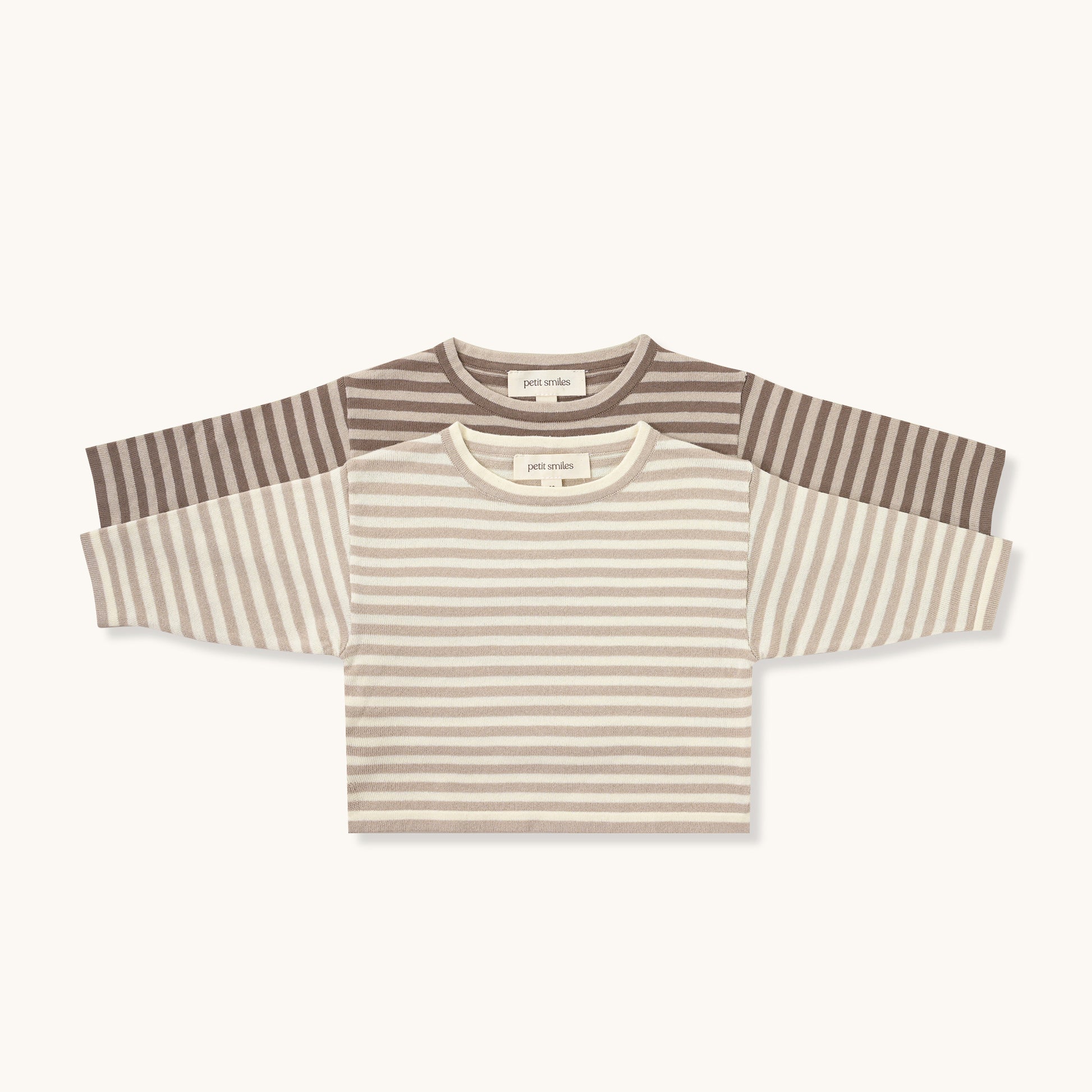 ORGANIC STRIPE PULL OVER - BEIGE & CHOCO - Petit Smiles