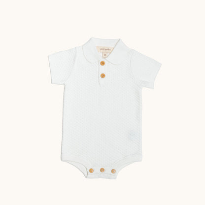 ORGANIC KNITTED SUMMER ROMPERS - CREAM - Petit Smiles